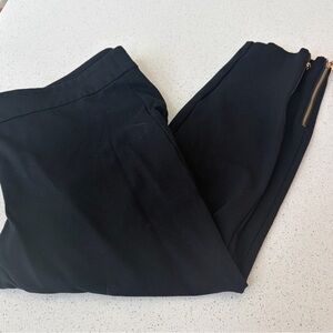 LOFT Black Ankle Pants with Gold Zipper